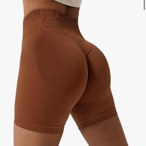 Women's Brown High-Rise Bike Shorts